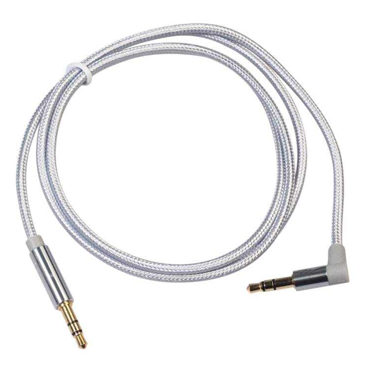 AV01 3.5mm Male to Male Elbow Audio Cable, Length: 1m (Silver Grey) by buy2fix