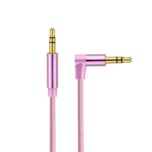 AV01 3.5mm Male to Male Elbow Audio Cable, Length: 3m (Rose Gold) by buy2fix