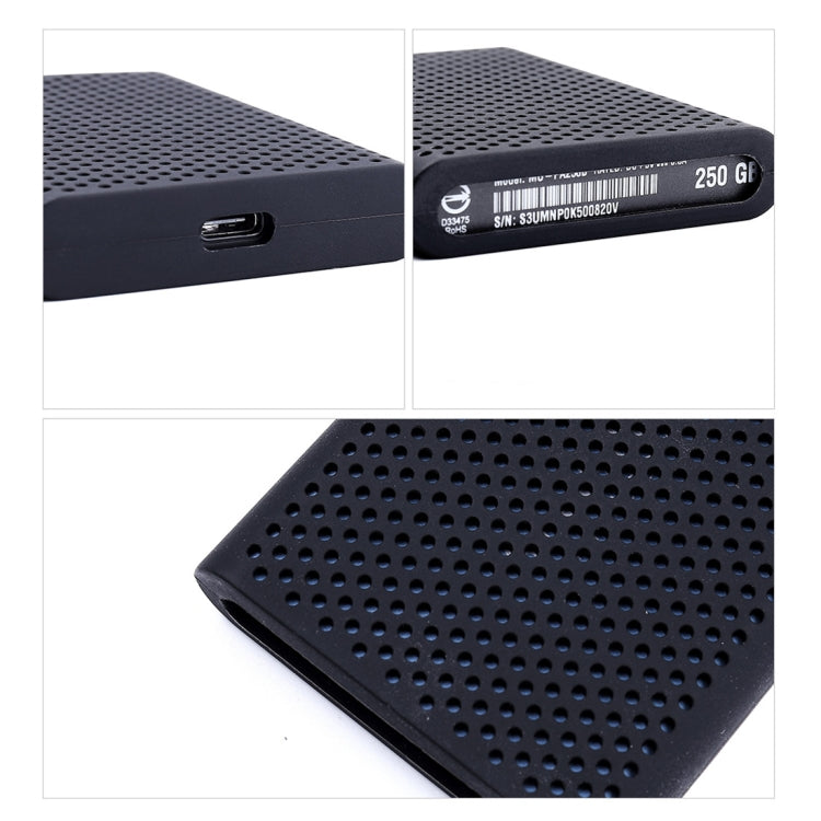 PT500 Scratch-resistant All-inclusive Portable Hard Drive Silicone Protective Case for Samsung Portable SSD T5, with Vents (Black) by buy2fix