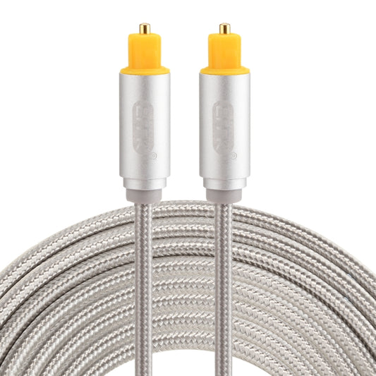 EMK 5m OD4.0mm Gold Plated Metal Head Woven Line Toslink Male to Male Digital Optical Audio Cable(Silver) - Audio Optical Cables by EMK | Online Shopping UK | buy2fix