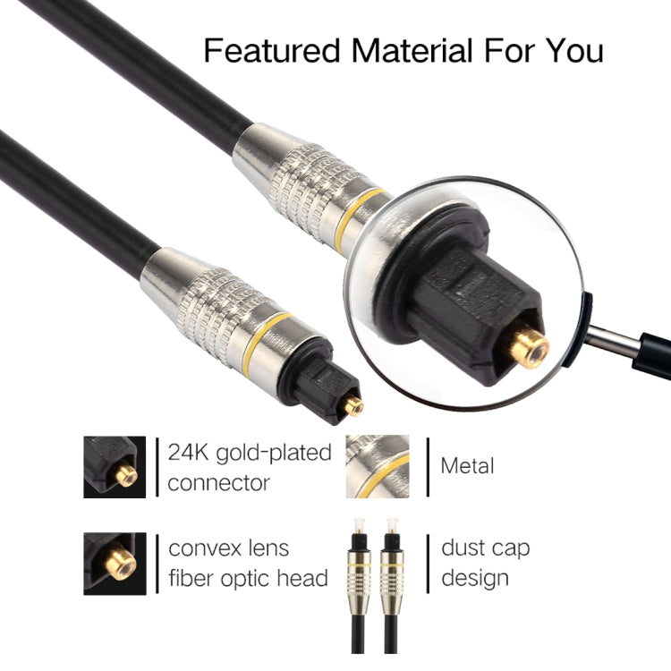 15m OD6.0mm Nickel Plated Metal Head Toslink Male to Male Digital Optical Audio Cable by buy2fix