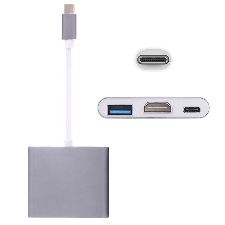 USB-C / Type-C 3.1 Male to USB-C / Type-C 3.1 Female & HDMI Female & USB 3.0 Female Adapter(Grey) by buy2fix