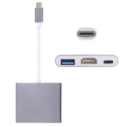 USB-C / Type-C 3.1 Male to USB-C / Type-C 3.1 Female & HDMI Female & USB 3.0 Female Adapter(Grey) by buy2fix