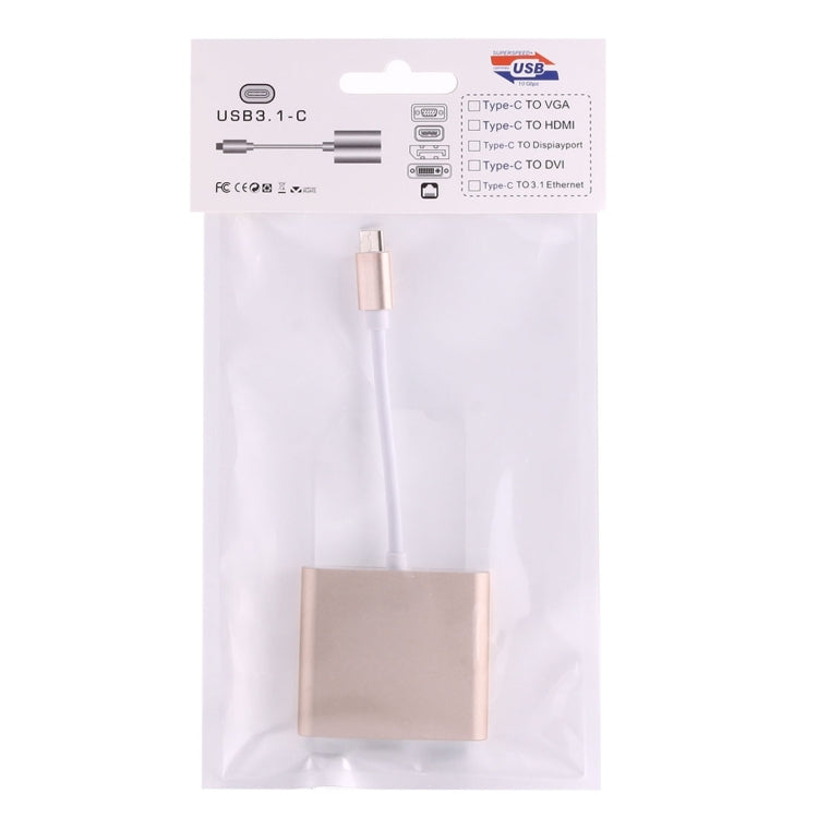 USB-C / Type-C 3.1 Male to USB-C / Type-C 3.1 Female & HDMI Female & USB 3.0 Female Adapter(Gold) by buy2fix