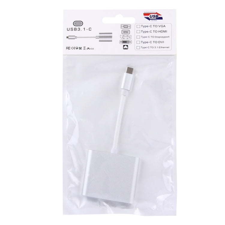 USB-C / Type-C 3.1 Male to USB-C / Type-C 3.1 Female & HDMI Female & USB 3.0 Female Adapter(Silver) by buy2fix