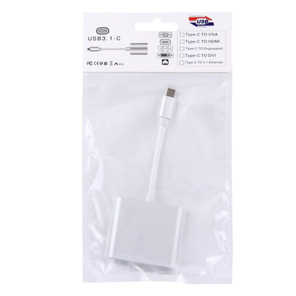 USB-C / Type-C 3.1 Male to USB-C / Type-C 3.1 Female & HDMI Female & USB 3.0 Female Adapter(Silver) by buy2fix