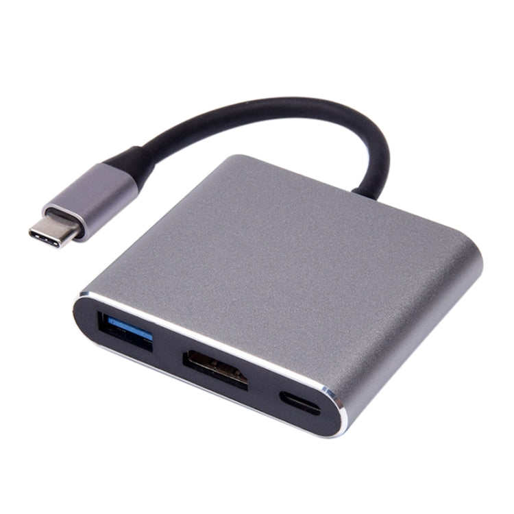 V125 UCB-C / Type-C Male to PD + HDMI + USB 3.0 Female 3 in 1 Converter(Grey) by buy2fix