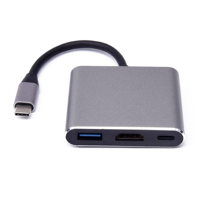 V125 UCB-C / Type-C Male to PD + HDMI + USB 3.0 Female 3 in 1 Converter(Grey) by buy2fix