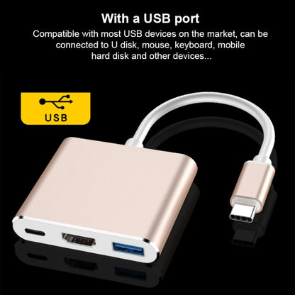 V125 UCB-C / Type-C Male to PD + HDMI + USB 3.0 Female 3 in 1 Converter(Grey) by buy2fix