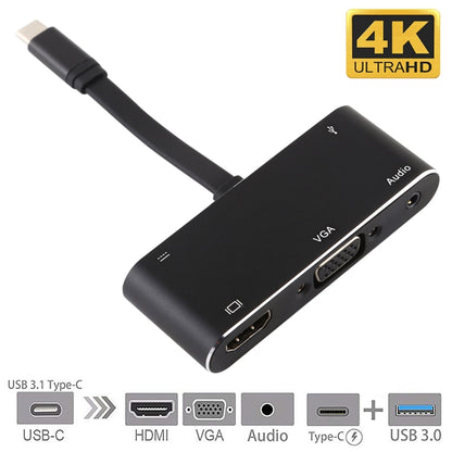 V126 UCB-C / Type-C Male to PD + HDMI + VGA + Audio + USB 3.0 Female 5 in 1 Converter by buy2fix