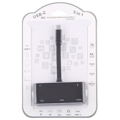 V126 UCB-C / Type-C Male to PD + HDMI + VGA + Audio + USB 3.0 Female 5 in 1 Converter by buy2fix
