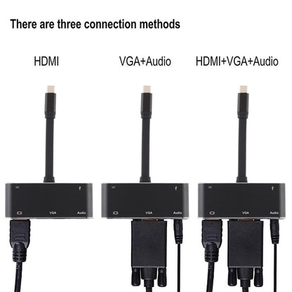 V126 UCB-C / Type-C Male to PD + HDMI + VGA + Audio + USB 3.0 Female 5 in 1 Converter by buy2fix