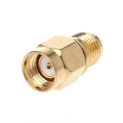 Straight Gold Plated RP-SMA Male to SMA Female Adapter by buy2fix