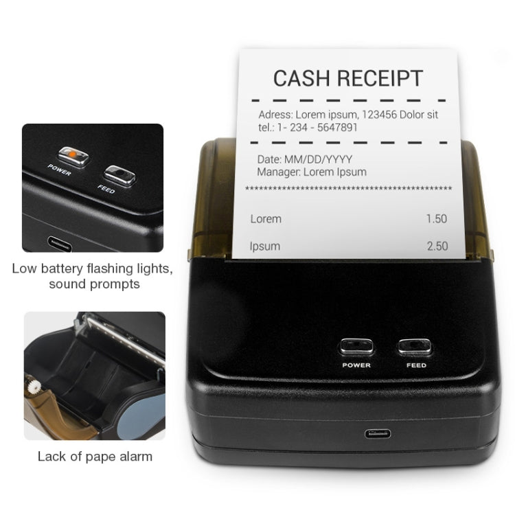 QS-8001 Portable 80mm Bluetooth POS Receipt Thermal Printer(Black) by buy2fix
