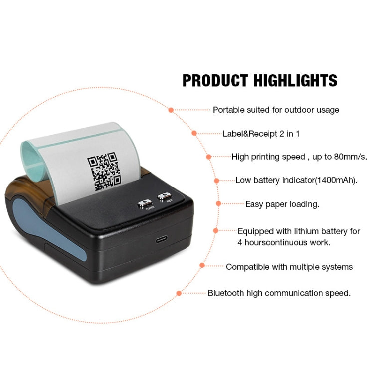 QS-8001 Portable 80mm Bluetooth POS Receipt Thermal Printer(Black) by buy2fix