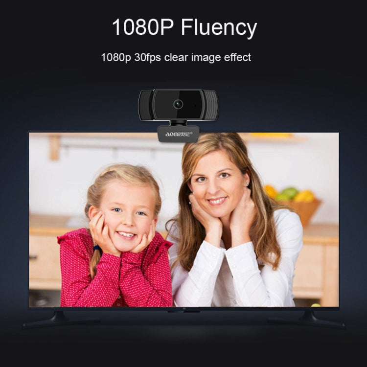 Aoni A20 FHD 1080P IPTV WebCam Teleconference Teaching Live Broadcast Computer Camera with Microphone (Black) by buy2fix