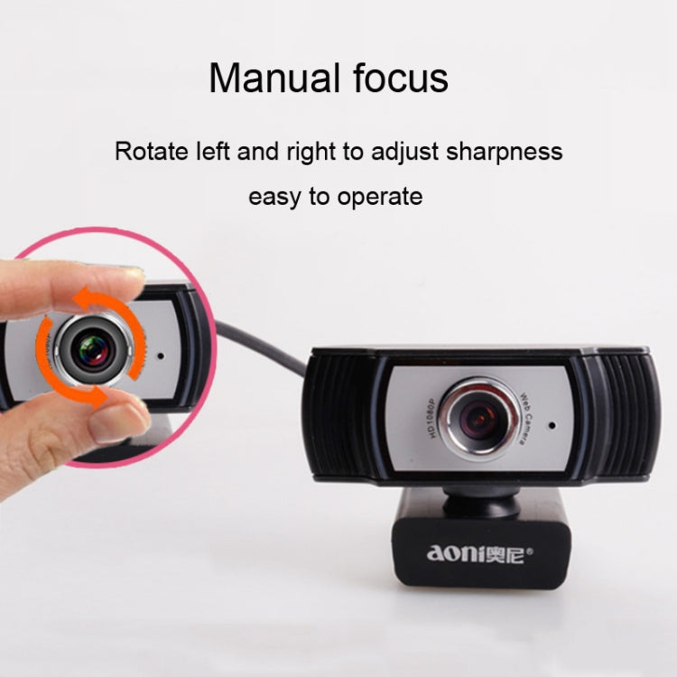 Aoni C33 Beauty FHD 1080P IPTV WebCam Teleconference Teaching Live Broadcast Computer Camera with Microphone, Drive-free Plug and Play(Black) by buy2fix
