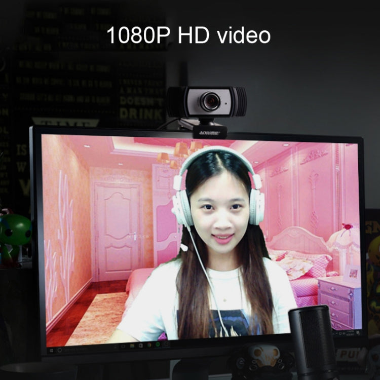 Aoni C33 Beauty FHD 1080P IPTV WebCam Teleconference Teaching Live Broadcast Computer Camera with Microphone, Drive-free Plug and Play(Black) by buy2fix