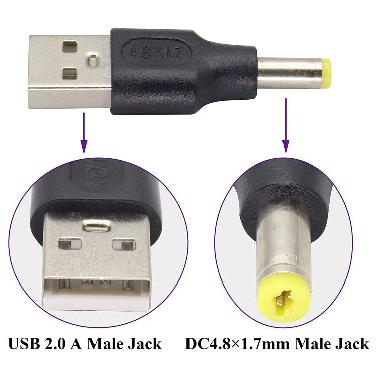 10 PCS 4.8 x 1.7mm Male to USB 2.0 Male DC Power Plug Connector - Universal Power Adapter by buy2fix | Online Shopping UK | buy2fix