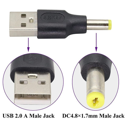 10 PCS 4.8 x 1.7mm Male to USB 2.0 Male DC Power Plug Connector - Universal Power Adapter by buy2fix | Online Shopping UK | buy2fix