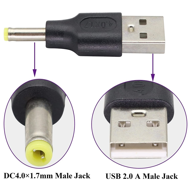 10 PCS 4.0 x 1.7mm Male to USB 2.0 Male DC Power Plug Connector - Universal Power Adapter by buy2fix | Online Shopping UK | buy2fix