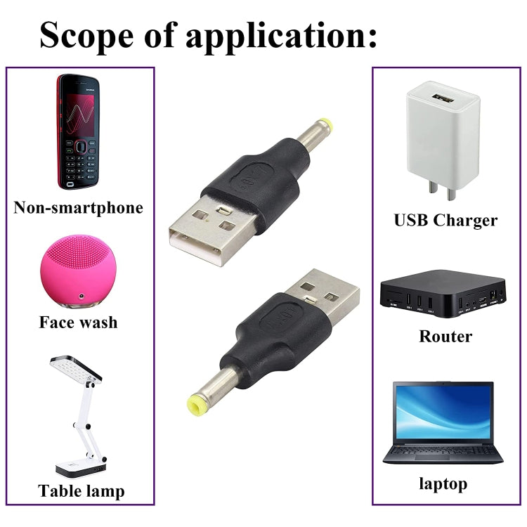 10 PCS 4.0 x 1.7mm Male to USB 2.0 Male DC Power Plug Connector - Universal Power Adapter by buy2fix | Online Shopping UK | buy2fix
