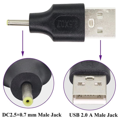 10 PCS 2.5 x 0.7mm Male to USB 2.0 Male DC Power Plug Connector - Universal Power Adapter by buy2fix | Online Shopping UK | buy2fix