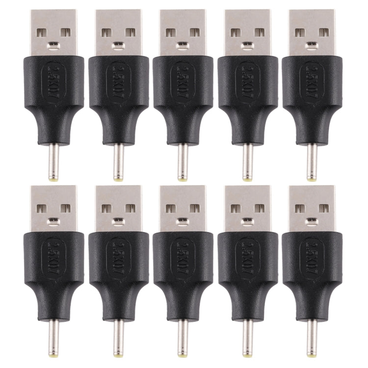 10 PCS 2.5 x 0.7mm Male to USB 2.0 Male DC Power Plug Connector - Universal Power Adapter by buy2fix | Online Shopping UK | buy2fix