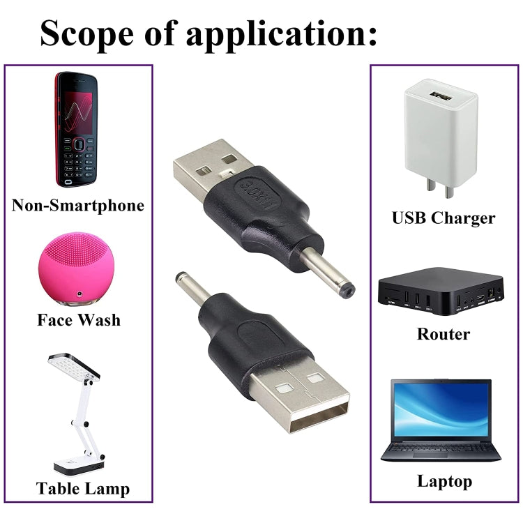 10 PCS 3.0 x 1.1mm Male to USB 2.0 Male DC Power Plug Connector - Universal Power Adapter by buy2fix | Online Shopping UK | buy2fix