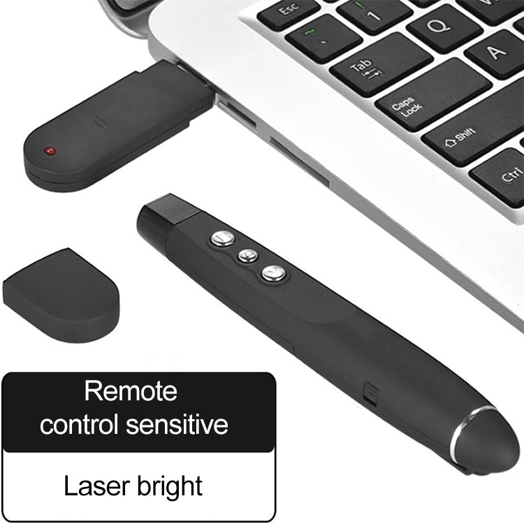 2.4GHz Wireless Laser PowerPoint Page Turning Pen Multimedia Wireless Presentation Projection Pen with USB Receiver, Remote Control Distance: 30m by buy2fix