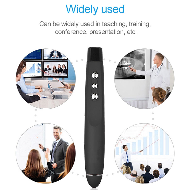 2.4GHz Wireless Laser PowerPoint Page Turning Pen Multimedia Wireless Presentation Projection Pen with USB Receiver, Remote Control Distance: 30m by buy2fix