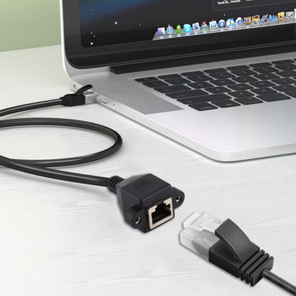 RJ45 Female to Male CATE5 Network Panel Mount Screw Lock Extension Cable , Length: 0.3m(Black) by buy2fix