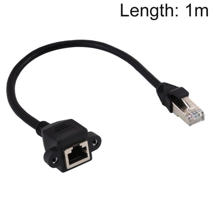 RJ45 Female to Male CAT5E Network Panel Mount Screw Lock Extension Cable, Length: 1m(Black) by buy2fix