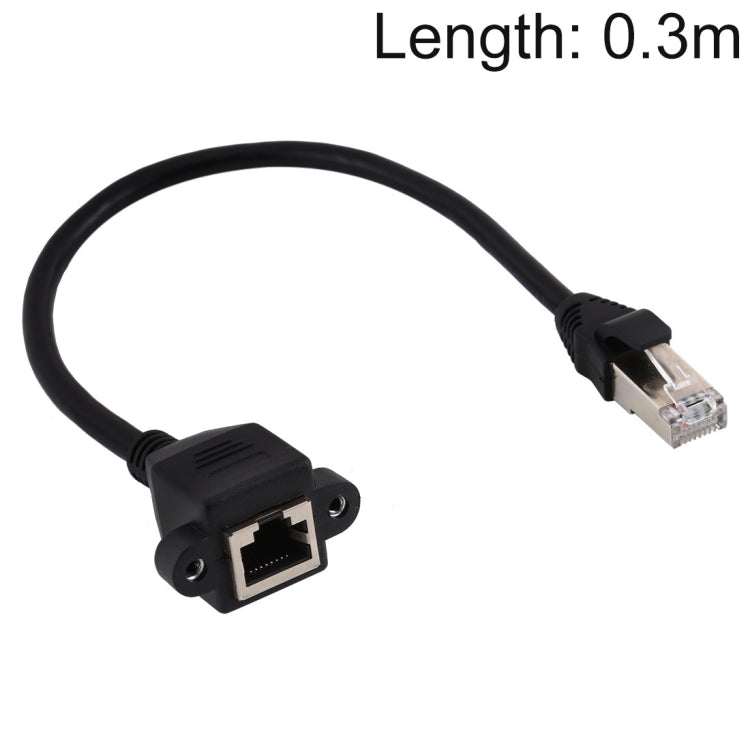 RJ45 Female to Male CAT6E Network Panel Mount Screw Lock Extension Cable, Length: 0.3m by buy2fix