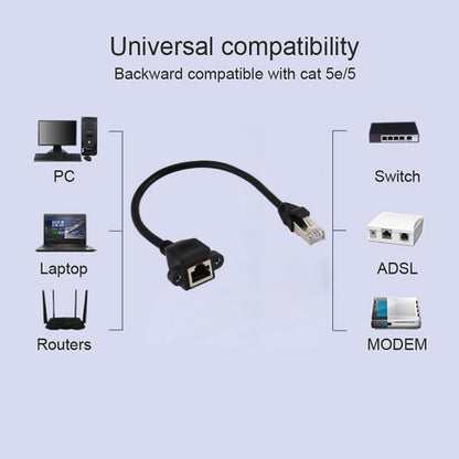 RJ45 Female to Male CAT6E Network Panel Mount Screw Lock Extension Cable, Length: 0.3m by buy2fix