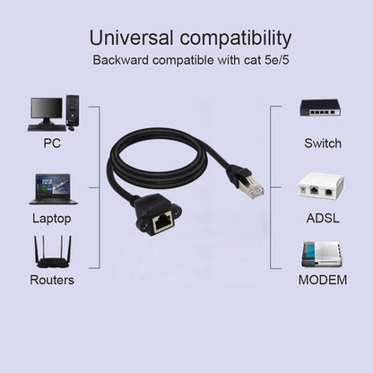 RJ45 Female to Male CAT6E Network Panel Mount Screw Lock Extension Cable, Length: 2m by buy2fix