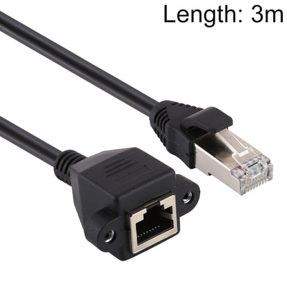 RJ45 Female to Male CAT6E Network Panel Mount Screw Lock Extension Cable, Length: 3m by buy2fix