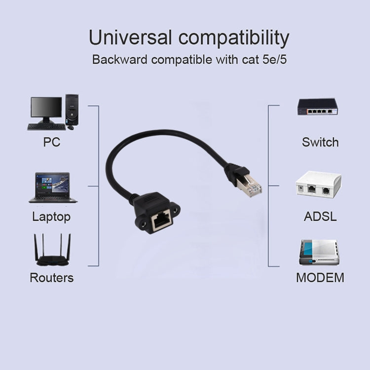 RJ45 Female to Male CATE5 Network Panel Mount Screw Lock Extension Cable , Length: 0.6m by buy2fix