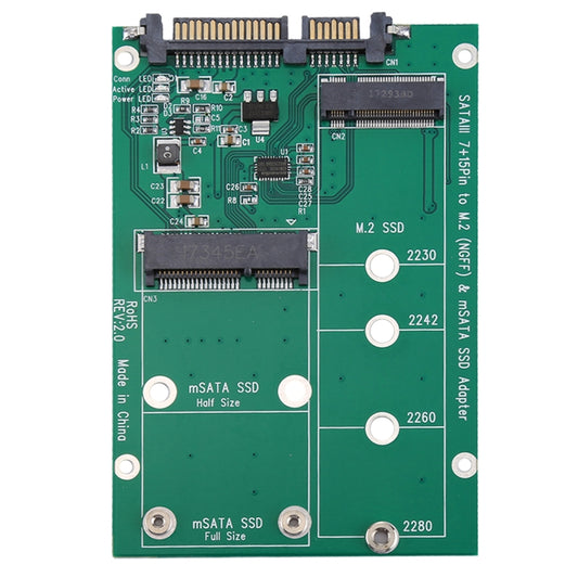 M.2 NGFF & mSATA SSD to SATA III 7+15 Pin Adapter Converter - Add-on Cards by buy2fix | Online Shopping UK | buy2fix