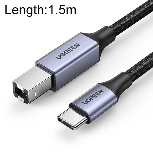 Câble de données Ugreen Type-C / USB-C vers Type-B pour imprimante en nylon tressé, longueur : 1,5 m