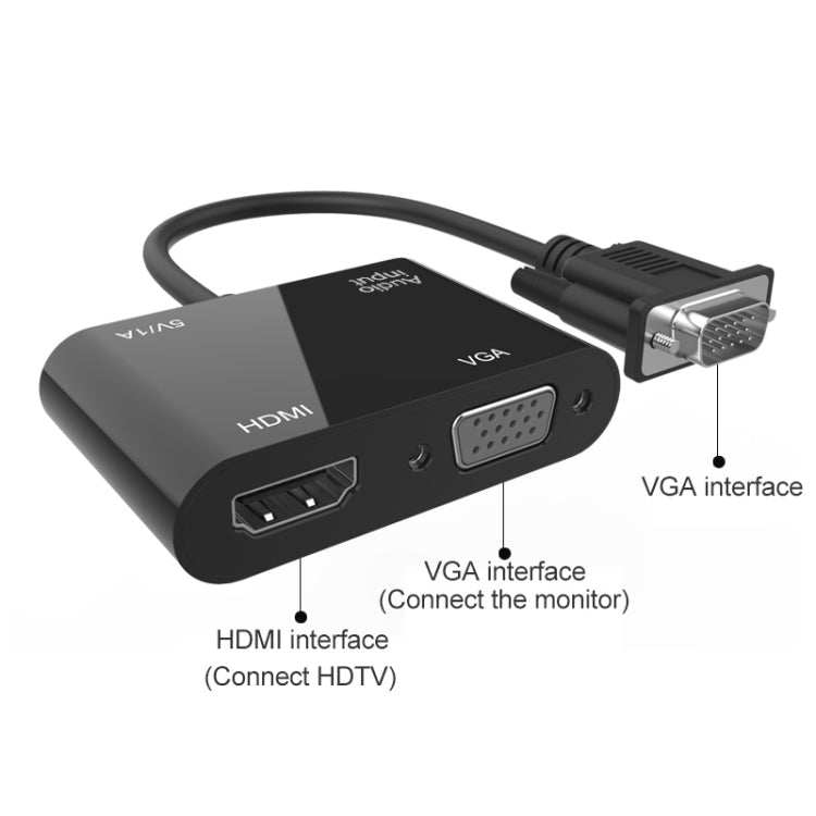Onten 5138HV 1080P VGA to HDMI + VGA Adapter with Audio - Adapter by Onten | Online Shopping UK | buy2fix