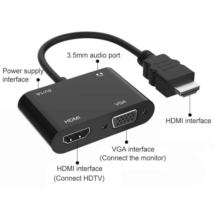 Onten 5165HV HDMI to HDMI + VGA Adapter - Adapter by Onten | Online Shopping UK | buy2fix