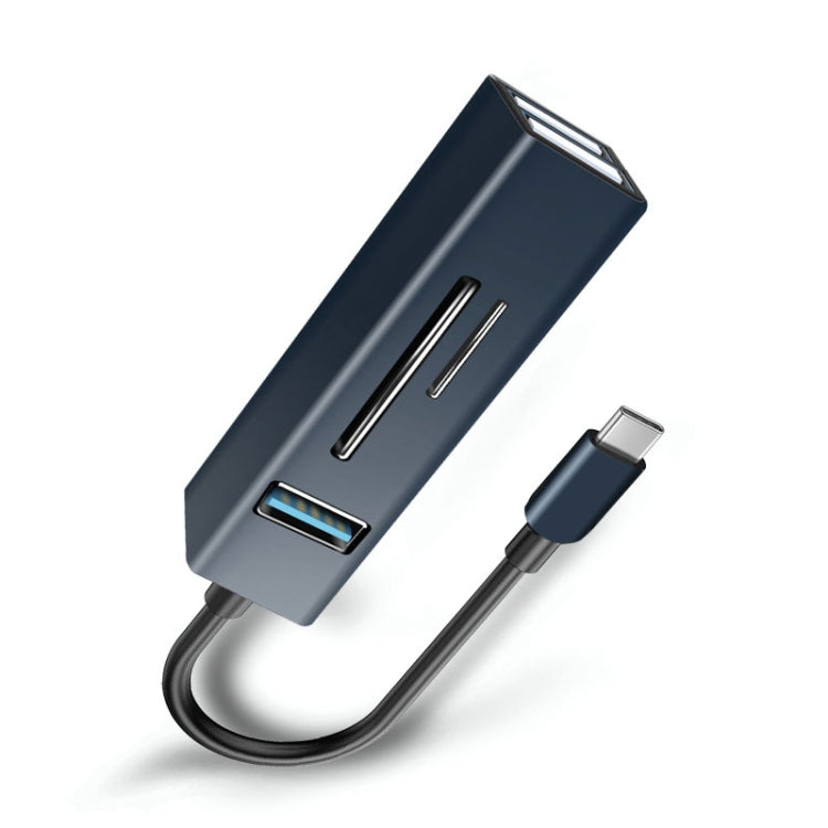 15102 5 in 1 USB-C / Type-C to USB3.0 + SD / TF Card Reader HUB Adapter (Blue) by buy2fix