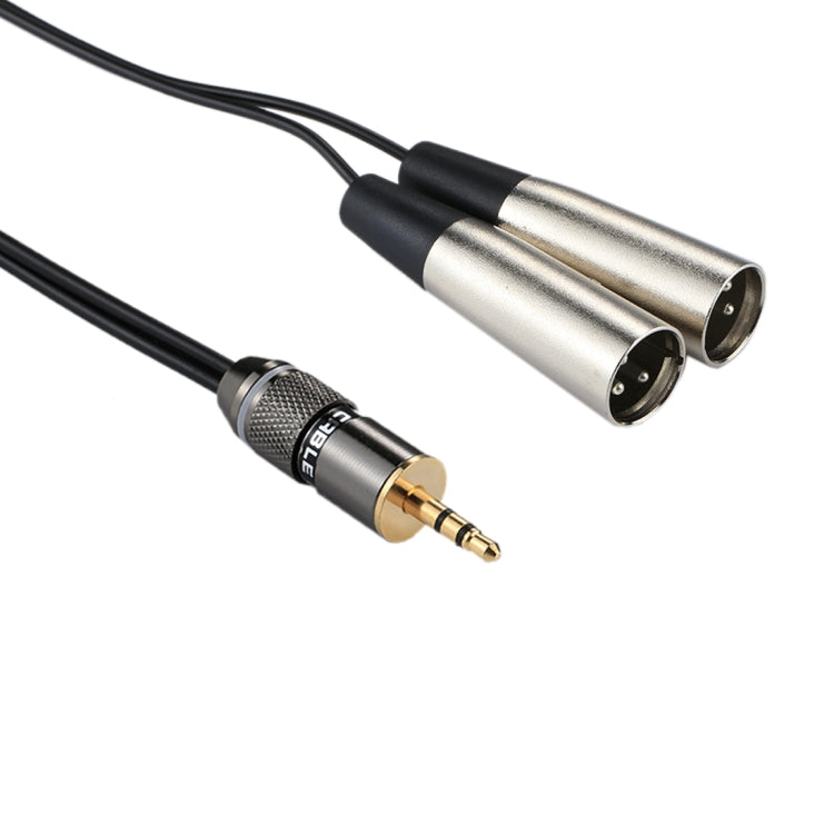 Metal Head 3.5mm Male to Aluminum Shell 2 x 3 Pin XLR CANNON Male Audio Connector Adapter Cable, Total Length: about 25cm - Microphone Audio Cable & Connector by buy2fix | Online Shopping UK | buy2fix
