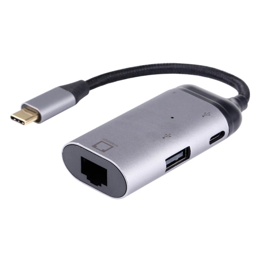 Type-C / USB-C Male to RJ45 Female + Type-C / USB-C Female + USB Female Adapter Converter by buy2fix