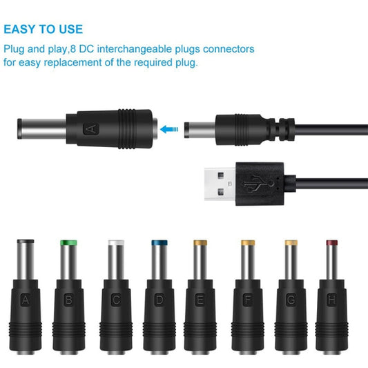 12 in 1 DC Power Cord USB Multi-Function Interchange Plug USB Charging Cable(Black) - Universal Power Adapter by buy2fix | Online Shopping UK | buy2fix