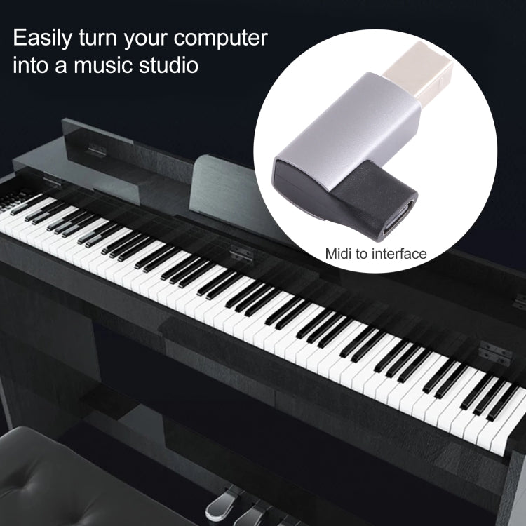 USB-C / Type C Female to USB 2.0 B MIDI Male Adapter for Electronic Instrument / Printer / Scanner / Piano (Grey) by buy2fix