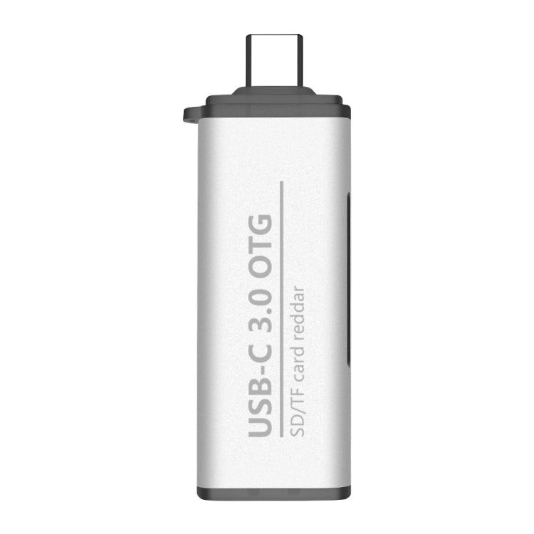 ADS-103 3 in 1 Type-C Male to USB 3.0 Female + SD / TF Card Slots OTG Adapter SD / TF Card Reader (Silver) by buy2fix