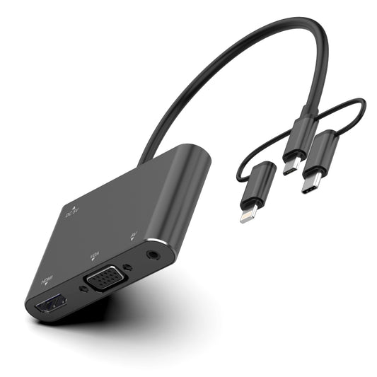 7585B 3 in 1 Micro USB / 8 Pin / Type-C to VGA / HDTV / AV Adapter Mobile HD Screen Player (Black) - Wireless Display Dongle by buy2fix | Online Shopping UK | buy2fix