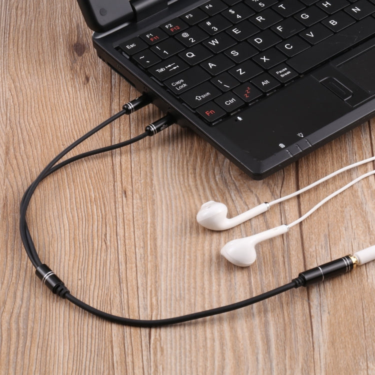 3.5mm Female to 2 x 3.5mm Male Adapter Cable(Black) by buy2fix